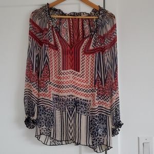 Lucky Brand split v neck top long sleeve